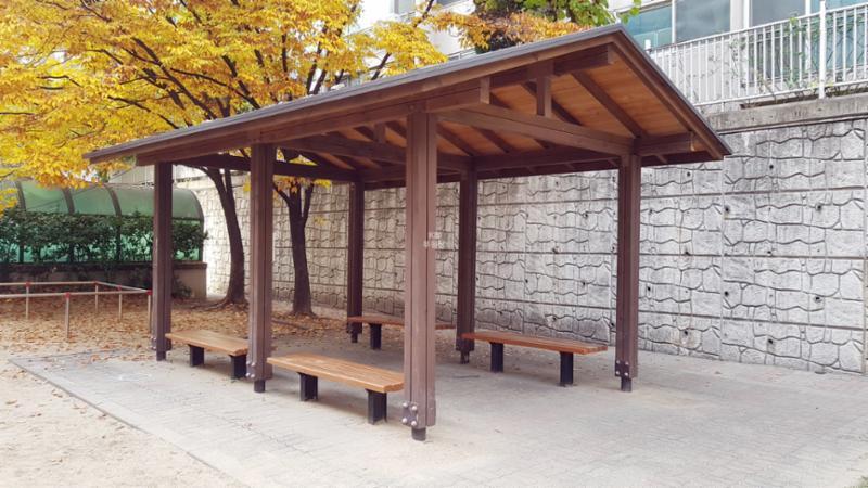 단지 내에서 즐겁고 여유로운 시간을 보낼 수 있는 쉼터 공간이에요