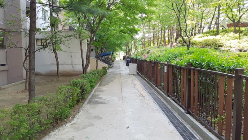 식사 후 산책하기도 좋고, 반려견을 산책시킬때도 좋은 단지 내 산책로네요