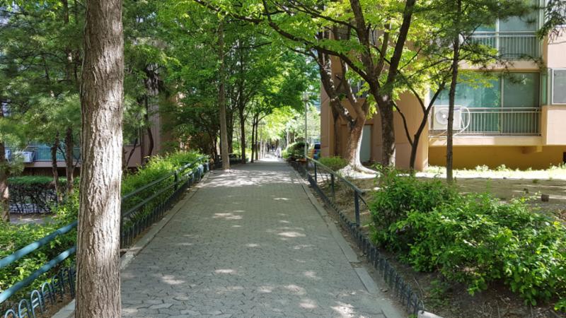 식사 후 산책하기도 좋고, 반려견을 산책시킬때도 좋은 단지 내 산책로네요