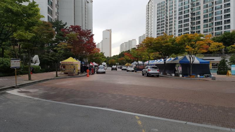 중앙광장 쪽에 위치한 단지 내 도로예요