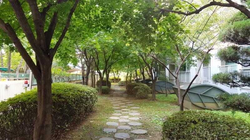 차도와 보행로가 나누어져 있어 차량이 다니지 않는 안전한 보행로에요