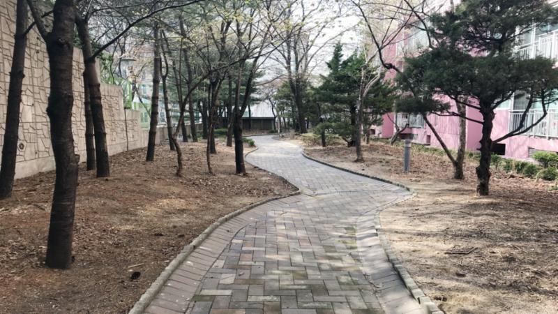 신공덕삼성래미안3차의 단지 내 산책로에요