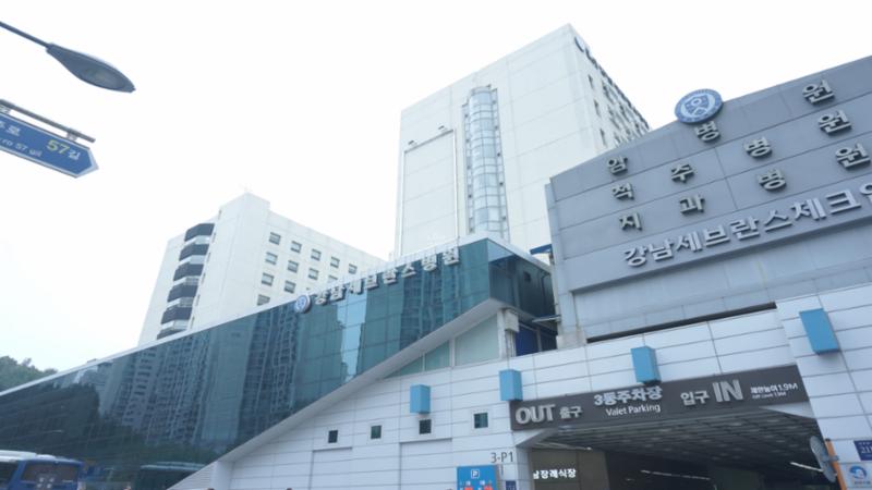 단지 주변에 위치한 대형 의료시설인 강남세브란스병원입니다
