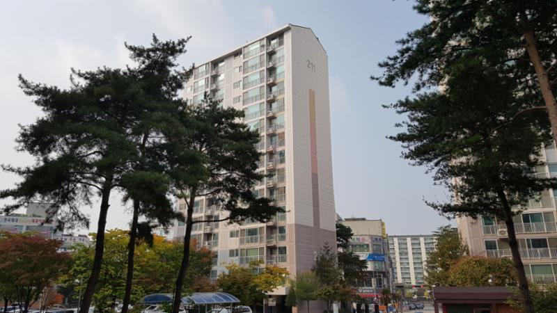 멀리서 바라본 정암마을뜨란채 211동 단지 전경이에요