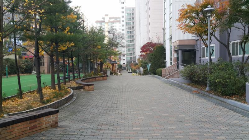 단지 내부를 가로지르는 도로입니다
