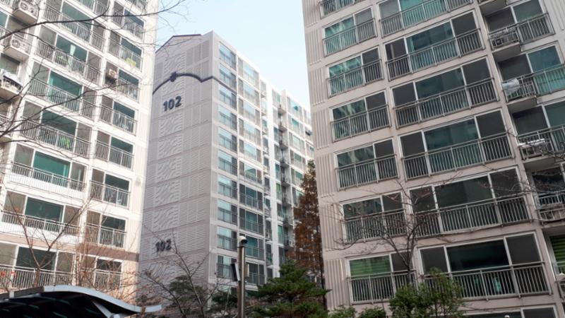 광명푸르지오  남측을 바라본 단지 전경이에요