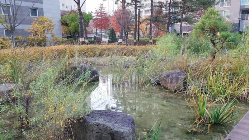 단지 내에서도 쾌적한 자연환경 만끽할 수 있는 단지 내 수변시설이에요