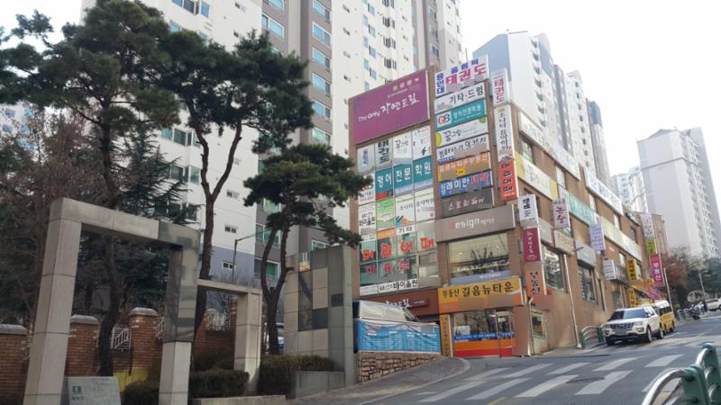 단지 내 상가가 배치되어 있고 다양한 업종의 상가들이 입점해 입주민들이 멀리 가지 않아도 편리하게 이용할 수 있도록 신경 쓴 모습 이에요