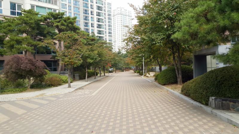 청라자이단지 내부를 가로지르는 도로입니다