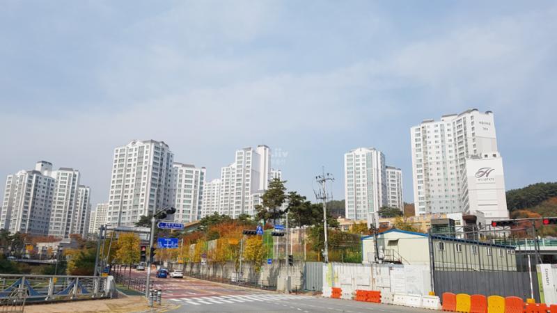 멀리서 바라본 버들치마을성복힐스테이트3차 전경이에요