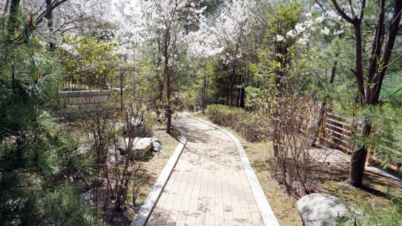 단지를 따라 걸으며 자연을 느낄 수 있는 쾌적한 단지 내 산책로구요