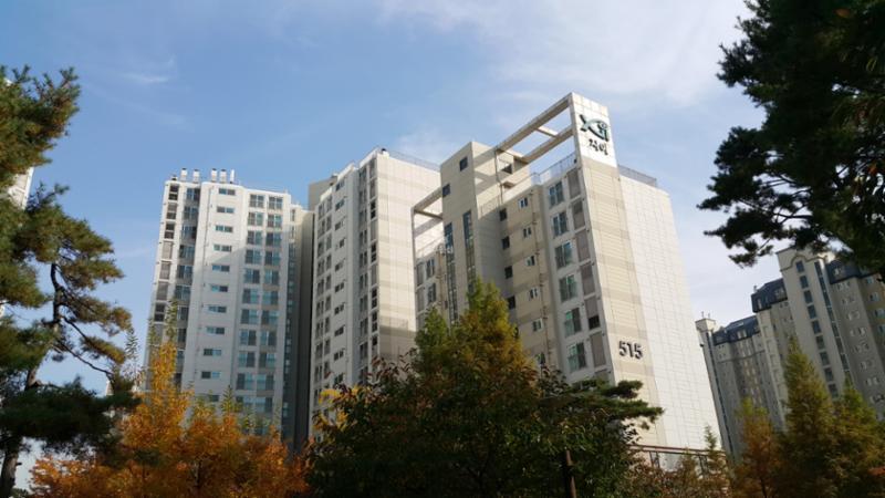 아파트의 깔끔하고 세련된 전경 사진이에요