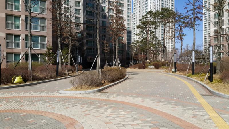 단지 내 보행로 모습이에요