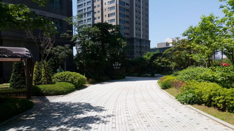 글로벌캠퍼스푸르지오 단지 내부를 가로지르는 도로입니다