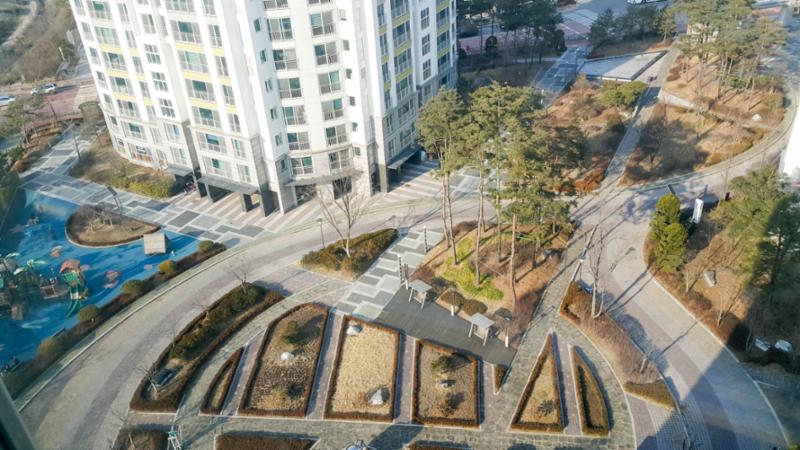고급스러운 디자인과 차별화된 분위기로 단지의 품격을 한층 더 높이는 광교한양수자인 전경 모습이에요