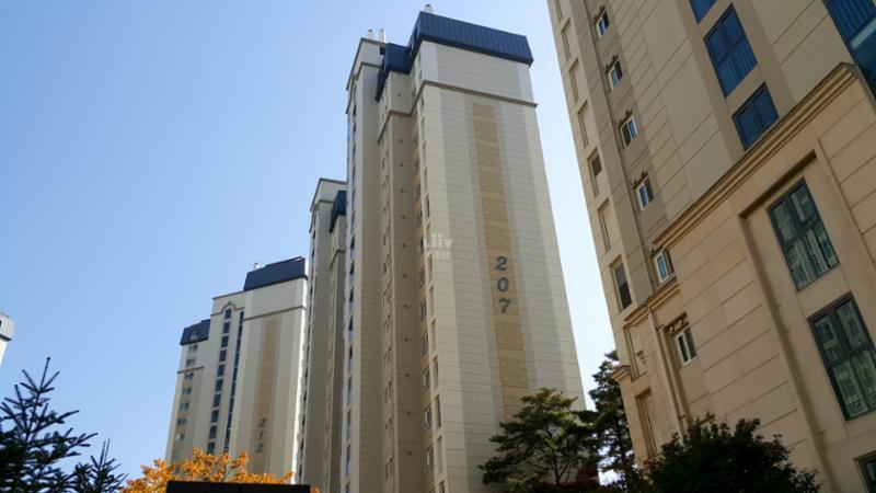 단지만의 특별한 외관 디자인으로 품격있고 고급스러움이 느껴지는 단지 모습이에요