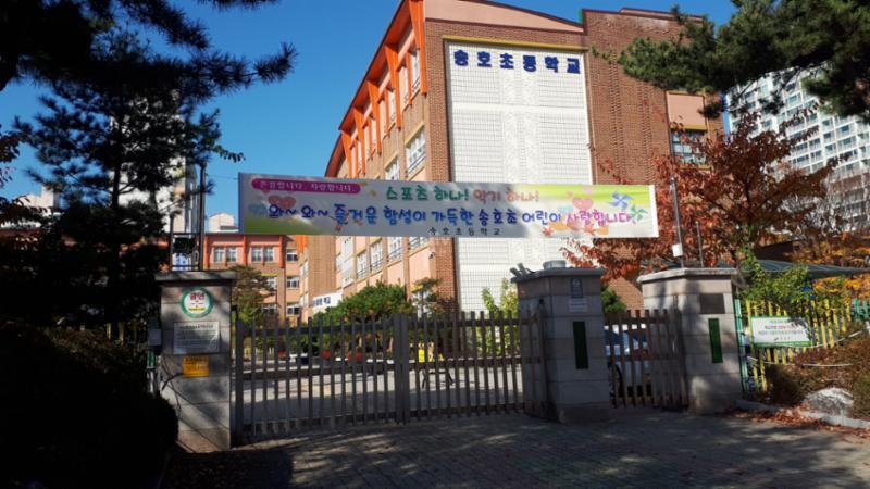 단지에서 가까운 거리에 위치한 송호초등학교 입니다