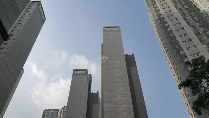 안산초지두산위브 아파트 전경 모습이에요