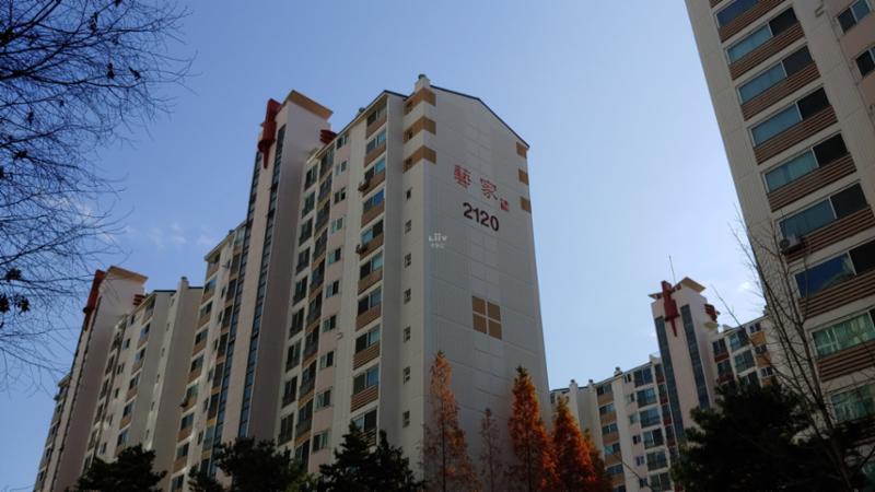 내부에서 촬영한 다정한쌍용 아파트 전경입니다