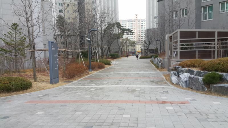 단지 내부를 가로지르는 도로입니다