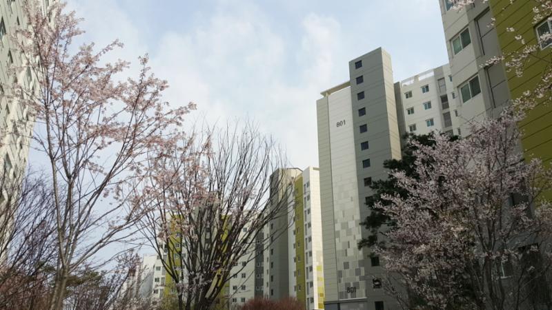 한강신도시운양푸르지오 단지전경이에요
