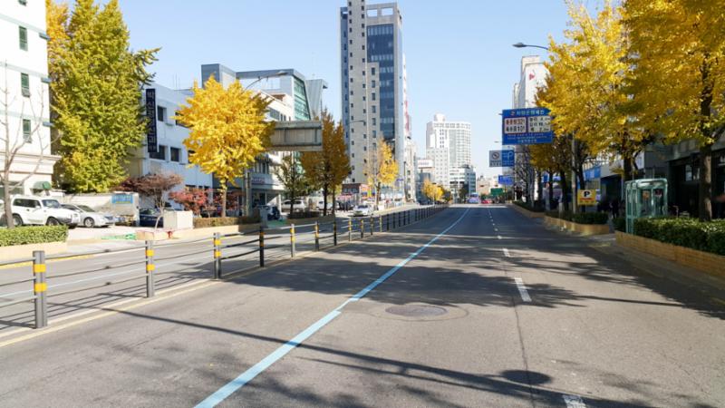 단지 주변에 위치한 왕산로입니다