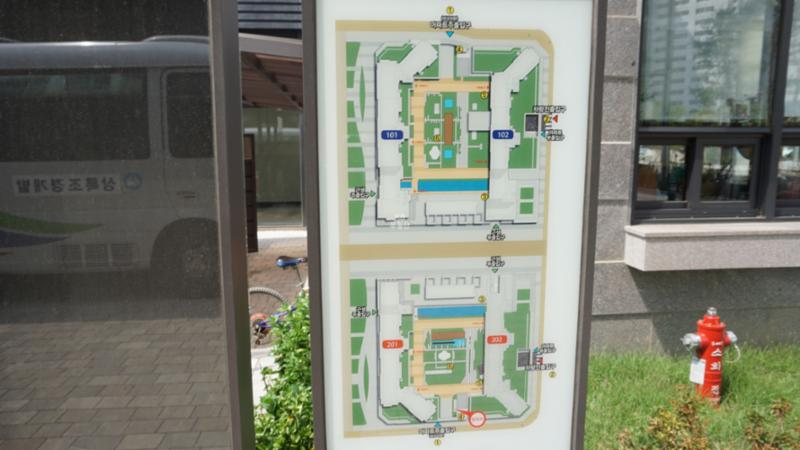 단지를 처음 방문하는 방문객들을 위한 단지배치도에요