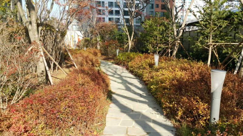 단지를 따라 걸으며 자연을 느낄 수 있는 쾌적한 단지 내 산책로고요