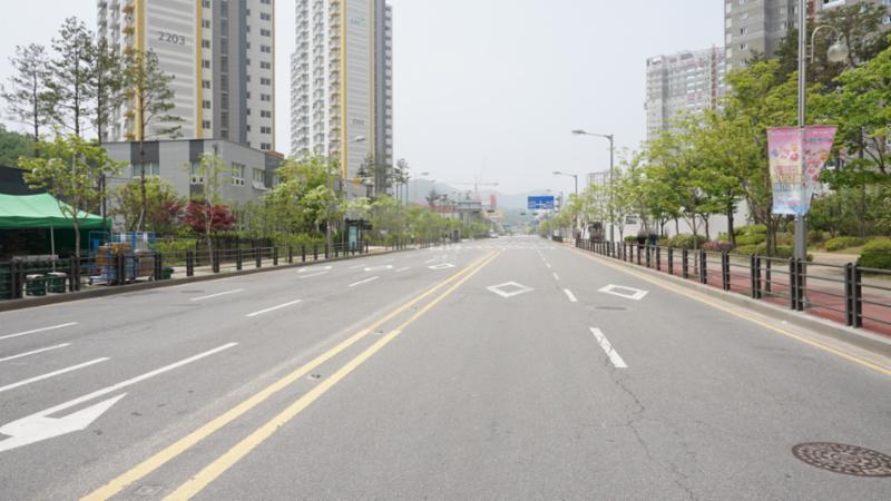 단지 인근에 위치한 호매실로 도로입니다