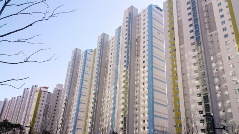 제이드카운티1단지의 단지 전경이에요