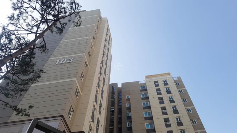단지만의 특별한 외관 디자인으로 품격 있고 고급스러움이 느껴지는 단지 모습이에요