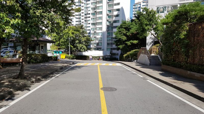 차로와 보행로가 나누어져 있어 차량이 다니지 않는 안전한 보행로구요