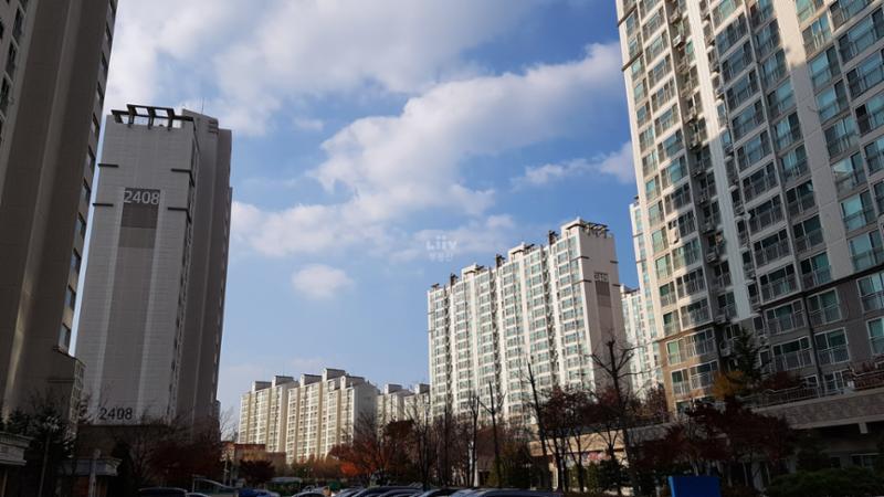 내부에서 바라본 모아미래도 단지 전경 입니다