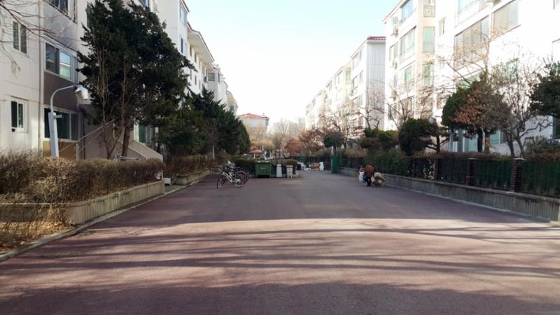 지상주차장과 인접한 단지내 도로 입니다