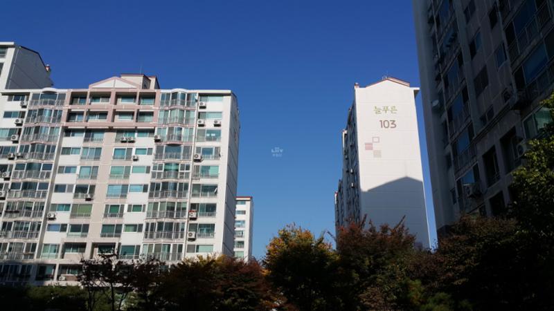 내부에서 촬영한 103동, 105동 단지 전경 입니다
