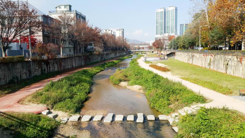 단지 인근에 있는 백석천 산책로 입니다