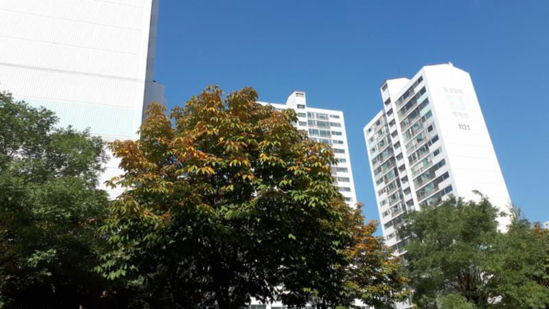 1993년에 지어진 단지인 만큼 부분적으로 연식이 느껴지지만 페인트로 재마감해 깔끔한 외관을 자랑하며, 전체적으로 양호하게 관리된 단지 외관이에요