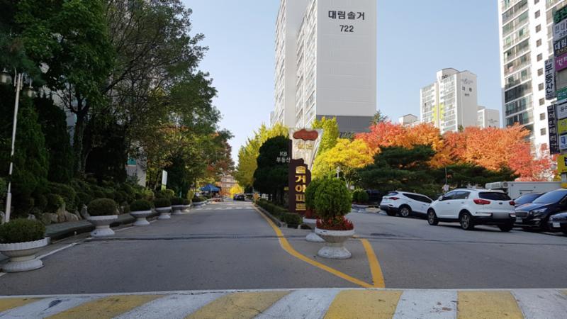 차량 출입 차단기가 설치되어 있어 보안이 우수한 솔거대림 단지정문이에요