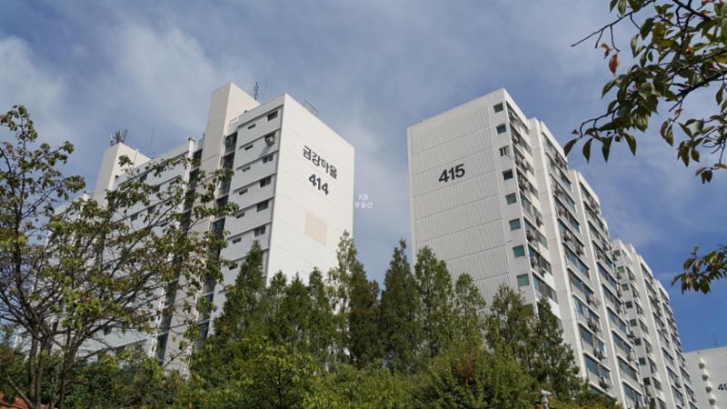 금강마을 아파트의 깔끔하고 세련된 전경 사진이에요